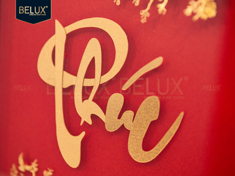 Tranh chữ Phúc dát vàng 24k 25x20cm